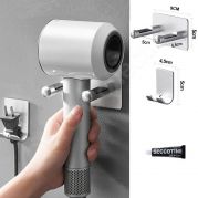 Muurbeugel houder RVS met stekker houder zilver geschikt voor Dyson supersonic haardroger föhn HD01 HD02 HD03 HD04 HD07